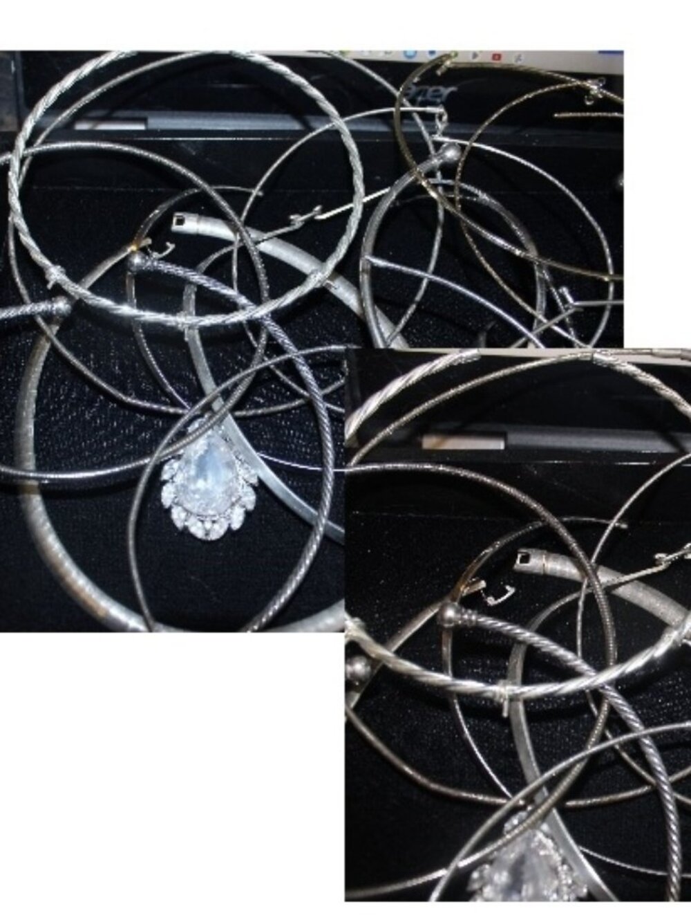 (17)  925 Sterling Silver Choker Necklaces & Charms Weight 347 Grams!